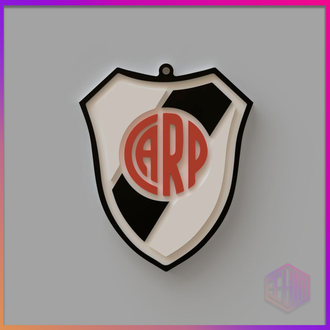 river plate keychain shield soccer argentina 3D print model - Mito3D
