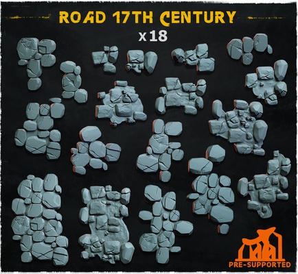 road 17th century - basing bits 10 old stone war hammer urban malifaux destroyed 3d print model - Mito3D