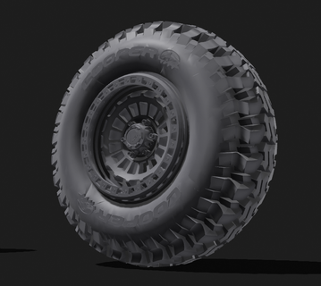 estrada combustível pneu borda 4x4 roda all terrain modelo modelagem 1 24 3d print model - Mito3D