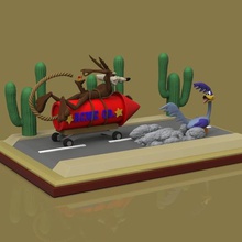 roadrunner diorama stl vari strada corridore loonytunes loony tunes cartone animato segnale acustico wile e coyote 3d print model - Mito3D