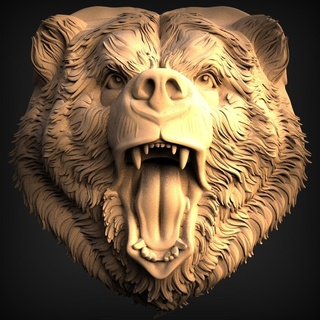 rugido enojado oso cabeza Arte pardo trozo animal 3d print model - Mito3D