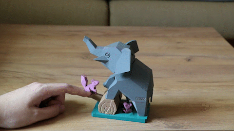 rugissement l'éléphant automates animal jouet faible poly 3d print model - Mito3D