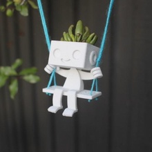 robbie Roboter Pflanzer - swing Kunst saftig sind hängende Spielzeug card-Inhaber Niedlich 3d print model - Mito3D