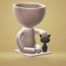 robert cat flowerpot pot flower tito 3d print model - Mito3D