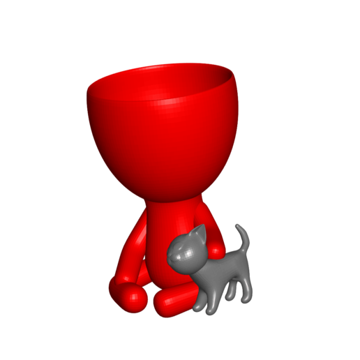 Roberto fioriera vaso gatto animale domestico 111 2hdeco decorazione arte casa ufficio Casa camera robertplant roberto pianta rober vedere fiori cactus pentola 3D print model - Mito3D