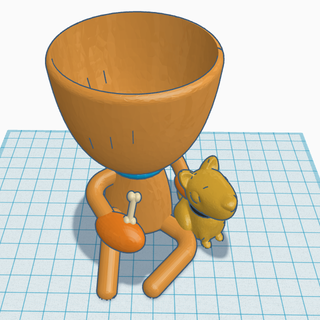 robert potted dog pot plant 3d print model - Mito3D