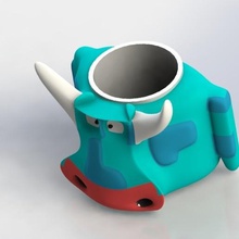 robo cow pen holder vase tool animal toys robocow robot penholder planter 3d print model - Mito3D