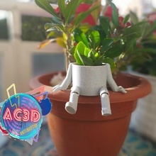 robot articulated planter flowerpot pot flower plant articulable no supports unsupported easy to print 3d print model - Mito3D