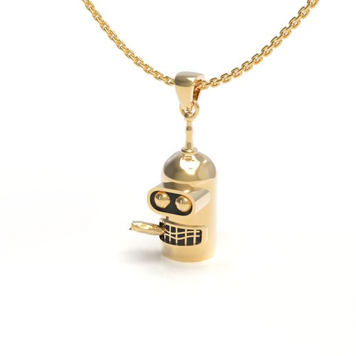 robot bender futurama - pendant jewelry twotreesrobot anime cartoon cigar dollar jewel sterling 3D print model - Mito3D