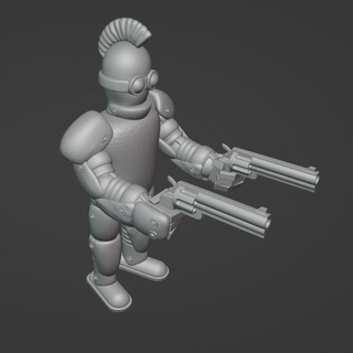 robot guns magnum gun robotic miniature figure punk 3d print model - Mito3D