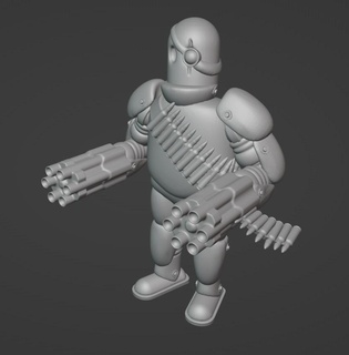 robot minigun pistolet munitions balle robotique miniature figure 3d print model - Mito3D