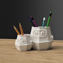 robot organizzatore fioriera testa penna titolare supporto matita desktop scrivania decorazione 3d print model - Mito3D