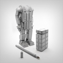robotic bundle pack art pen pencil holder robot steampunk dieselpunk box storage 3d print model - Mito3D