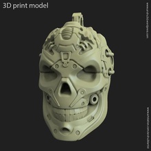 robotique crâne vol13 pendentif bijoux mécanique la science-fiction sci-fi gratuite mens rider d'argent art ornement collier motard 3d print model - Mito3D