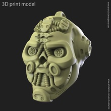 robotic skull vol1 pendant jewelry hard-suface mech fashion sci-fi helmet alien silver mask ornament 3d print model - Mito3D