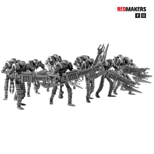 robotica guerrieri tomba robot guerriero necron warhammer 40000 40k xenos immortali tavolo wargaming culto spazio nemico alieno terminatore scheletro skyfi cupo tavola Giochi miniatura rosso creatori 3D print model - Mito3D