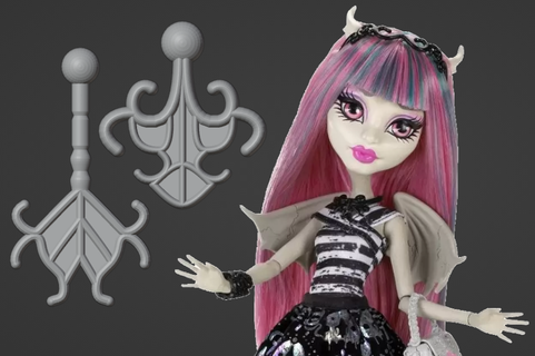 rochelle goyle basic earrings replacements monster high doll custom accessory 3d print model - Mito3D