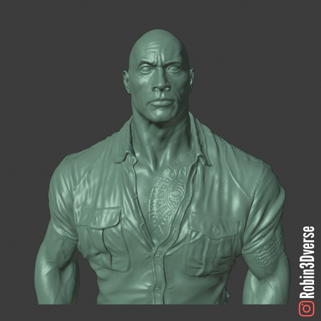 rock dr arder llama valiente apoyo gratis remezclar acción personaje figura figurilla héroe película escultura esculpir soporte libre arte fan selva Johnson jumanji Dwayne robin3dverse 3D print model - Mito3D