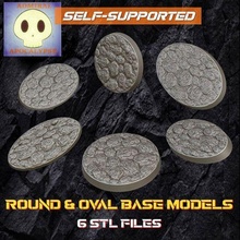 rock ground base set 2 oval bases 6 sizes rockground lava environment realistic boardgame rpg dnd mountains tabletop skull warhammer warhammer40k 40k 40mm alien predator space marines miniatures mini 3d print model - Mito3D