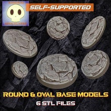 rock ground base set 3 oval bases 6 sizes resin dnd boardgame miniatures rpg necromunda space marines pillar warhammer statue decoration decor star wars groot batman toothpaste zombicide 40mm 3d print model - Mito3D