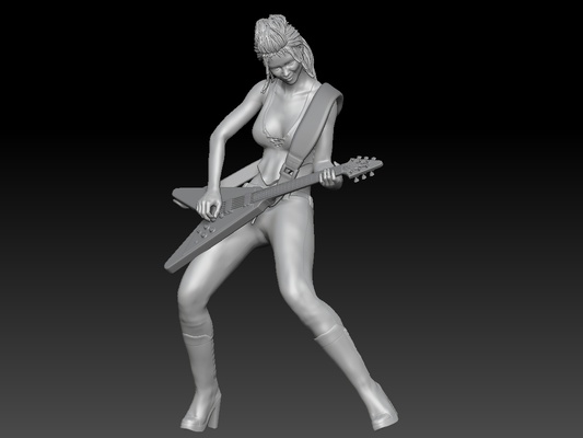 rockband gitarre mädchen 1 trommel trommler band felsen linkinpark metallica bass konsole musik rocker 3d print model - Mito3D