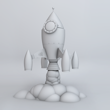 razzo 3d stampabile giocattolo arte navicella spaziale veicolo spazio bambini cartone animato stilizzato arredamento 3d print model - Mito3D