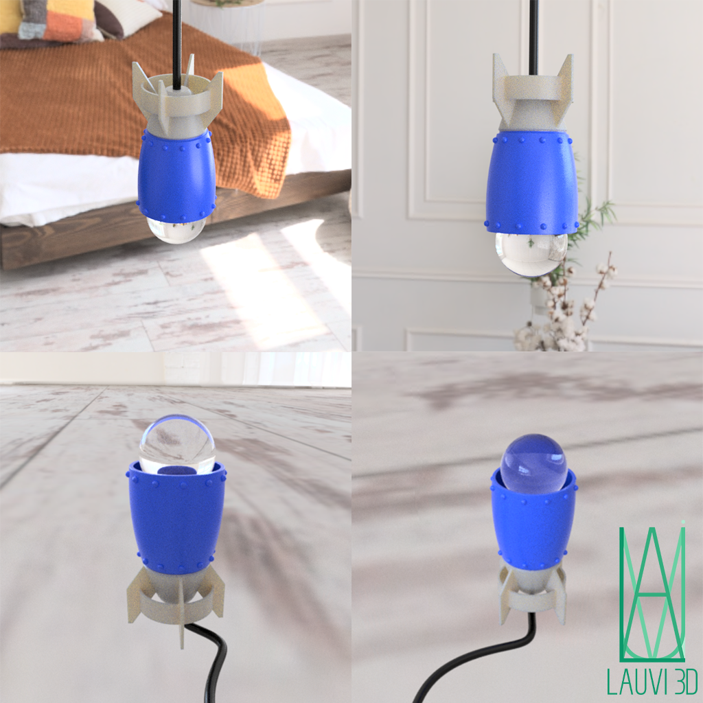rocket lamp space bulb light lighting detail room 3D print model - Mito3D