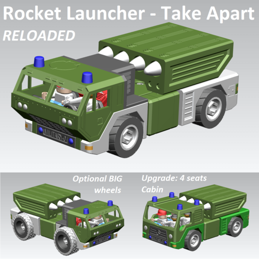 rocket launcher - take apart reloaded game playmobil lego duplo toddler nut screw truck fire toy 3D print model - Mito3D