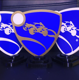 rocket league logo cup crest design stand coat arms 3d print model - Mito3D