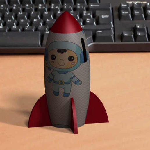 fusée argent boîte roket Tirelire cadeau 3d imprimante 3 3D print model - Mito3D