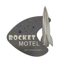 foguete motel 2 retro placa diorama hotel trem conjunto vaga rota 66 3d print model - Mito3D