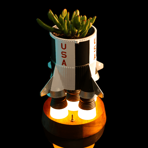 cohete plantador instructables planta maceta Saturno v decoración 3D print model - Mito3D