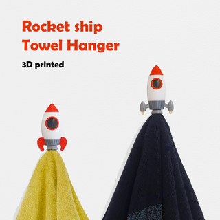 rocket ship towel hanger space spaceship bedroom bathroom hook 3d print model - Mito3D