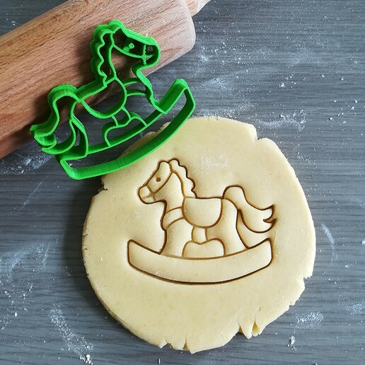 rocking horse cookie cutter baking baby dough shape kitchen bake cookies speculoos 3D print model - Mito3D