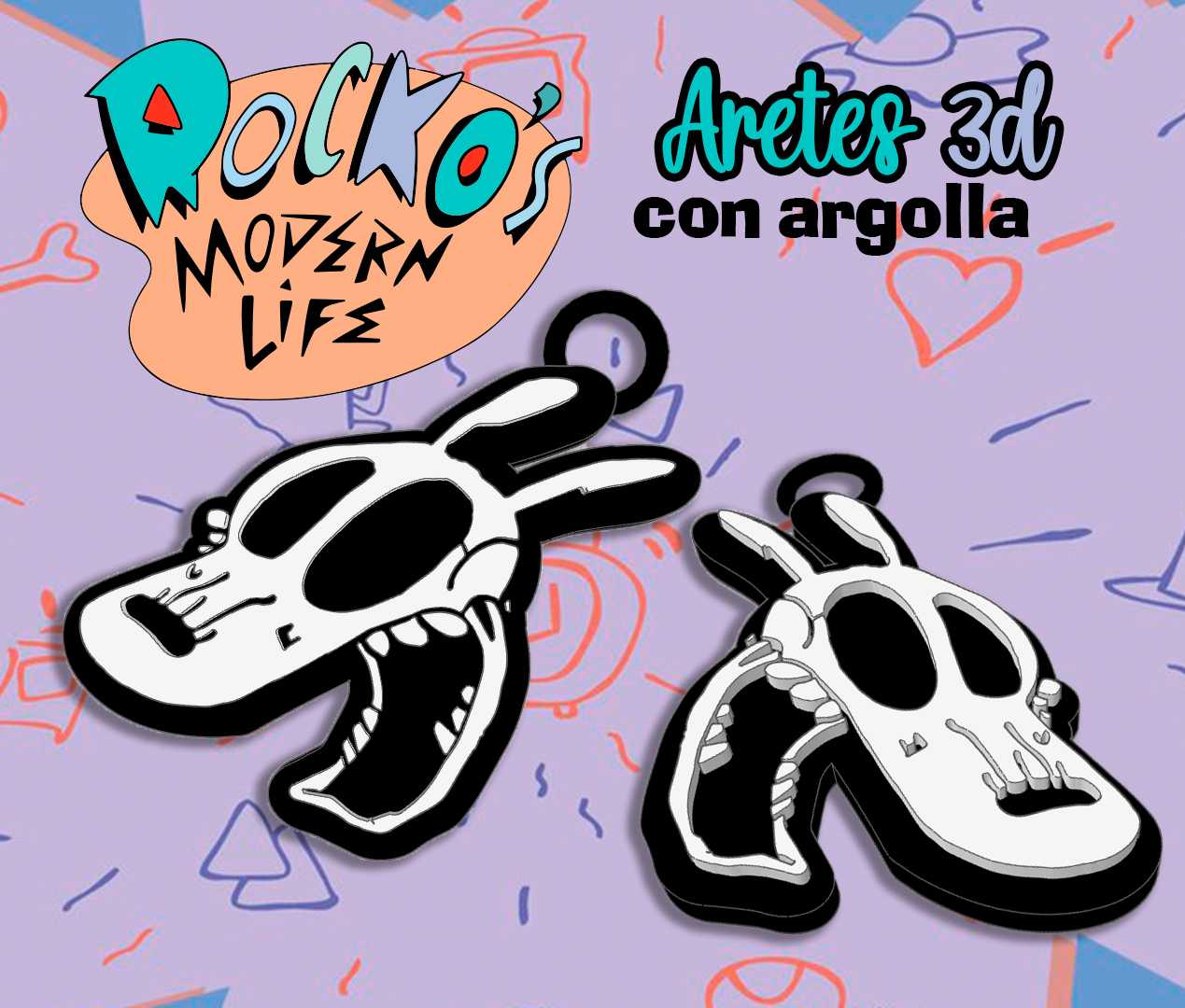 rocko modern life earrings 3d resin halloween 3D print model - Mito3D