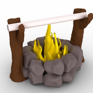 rocks fireplace cooking place fireplace gaming tabletop stone  3d print model - Mito3D