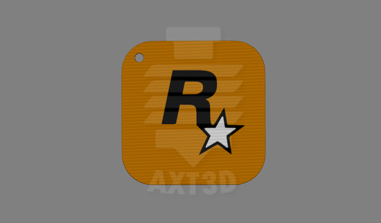 rockstar games logo keychain gta v grand theft auto 3d print model - Mito3D