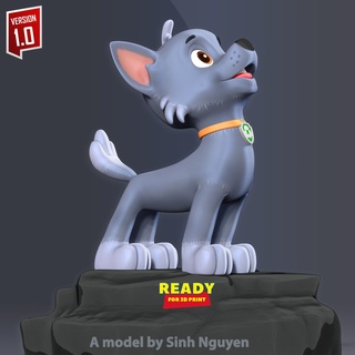 rocky - howling dog hill cartoon paw patrol cute character 3dprint statue figure 3dprinting pet zuma rubble chase 3d print model - Mito3D