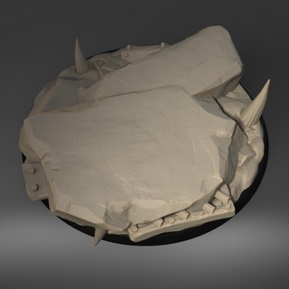rocoso 80mm base sombrero copa juego ork Roca terreno rock tierra guerra kitbash dnd chatarra toppers 3d print model - Mito3D
