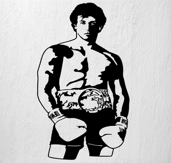 kayalık Balboa duvar Sanat 2d dekorasyon Silvester stallone rambo motivasyon boks Kutu yüzük kavga dövüşçü film dizi inanç 3d print model - Mito3D