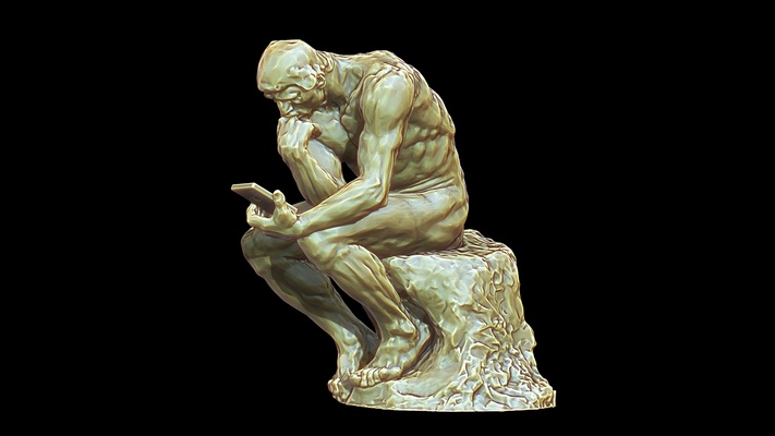 rodin pensatore telefono arte interni design fallimento testa scultura mobilia camera interior casa architettonico decorazione vita room carattere moderno 3d print model - Mito3D