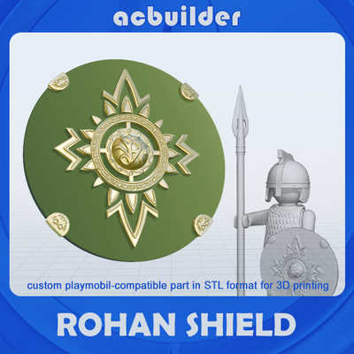 rohan shield playmobil compatible warrior tolkien lor lord of rings weapon print stl acbuilder 3d print model - Mito3D