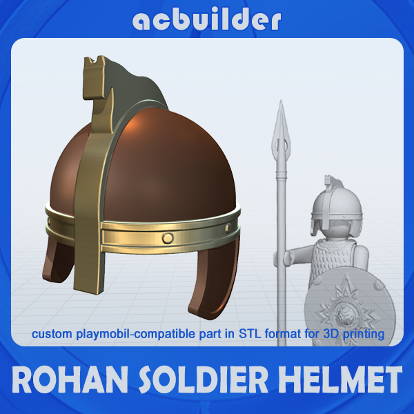 rohan soldado casco playmobil compatible infantería guerrero tolkien lotr señor of anillos arma impresión stl constructor 3D print model - Mito3D