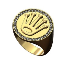 rolex corona grande 21mm diamante sigillo squillare taglia 9 3d Stampa modello gioielleria orologio logo anelli stampabile oro 3d print model - Mito3D