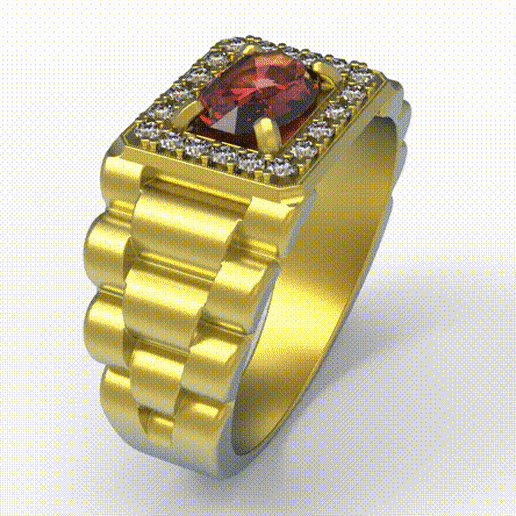 rolex anel joalheria moda dedo riqueza gema enfeites pedra preciosa Juhann produtos 3D print model - Mito3D
