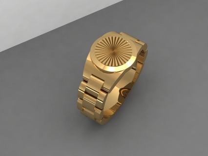rolex ring diamond gem gold logo jeweler diamonding 3d print model - Mito3D