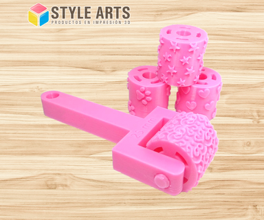 roller texture+handle - texture roller x4 handle roller texture rollers texturizers handle  3d print model - Mito3D