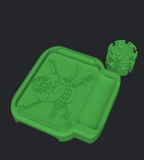 rolling grass tray one piece 2 grinderking 177x166x24 mm - plus exclusive grinder printing site without supports free print ready 3d print model - Mito3D