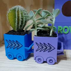 rolling planter - on-site printing self-watering plantersxcults print place site wheel auto plant garden pot container cart trailer train 3d print model - Mito3D