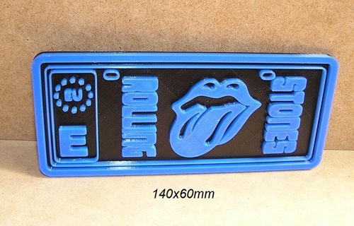 rotolare pietre mini licenza piatto logo manifesto cartello musica gruppo iscrizione 3d print model - Mito3D
